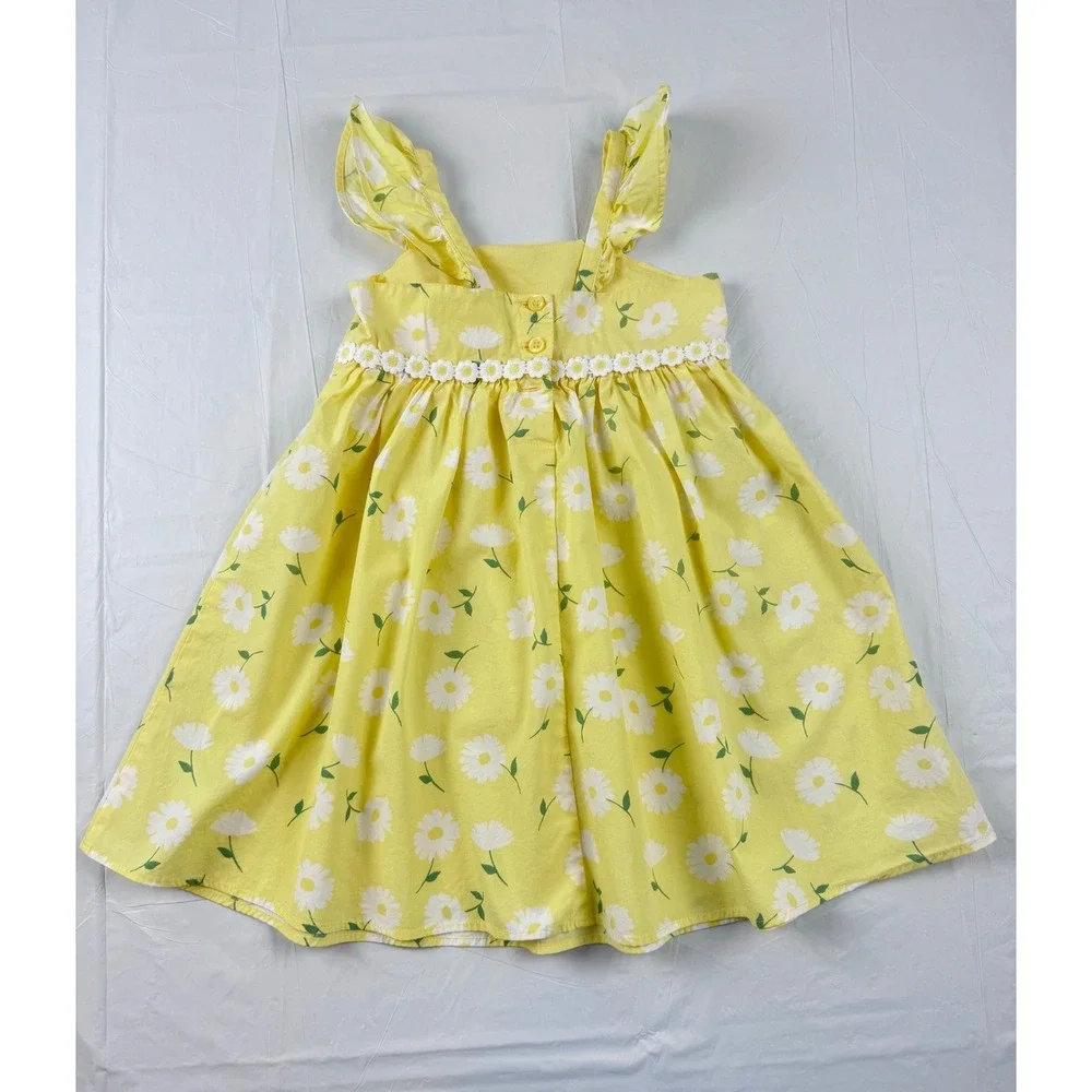 Gymboree Yellow Daisy Floral Cotton Ruffle Strap Dress Kids 3T Summer Sundress